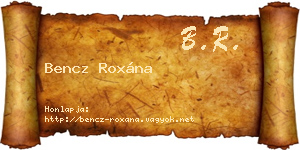 Bencz Roxána névjegykártya